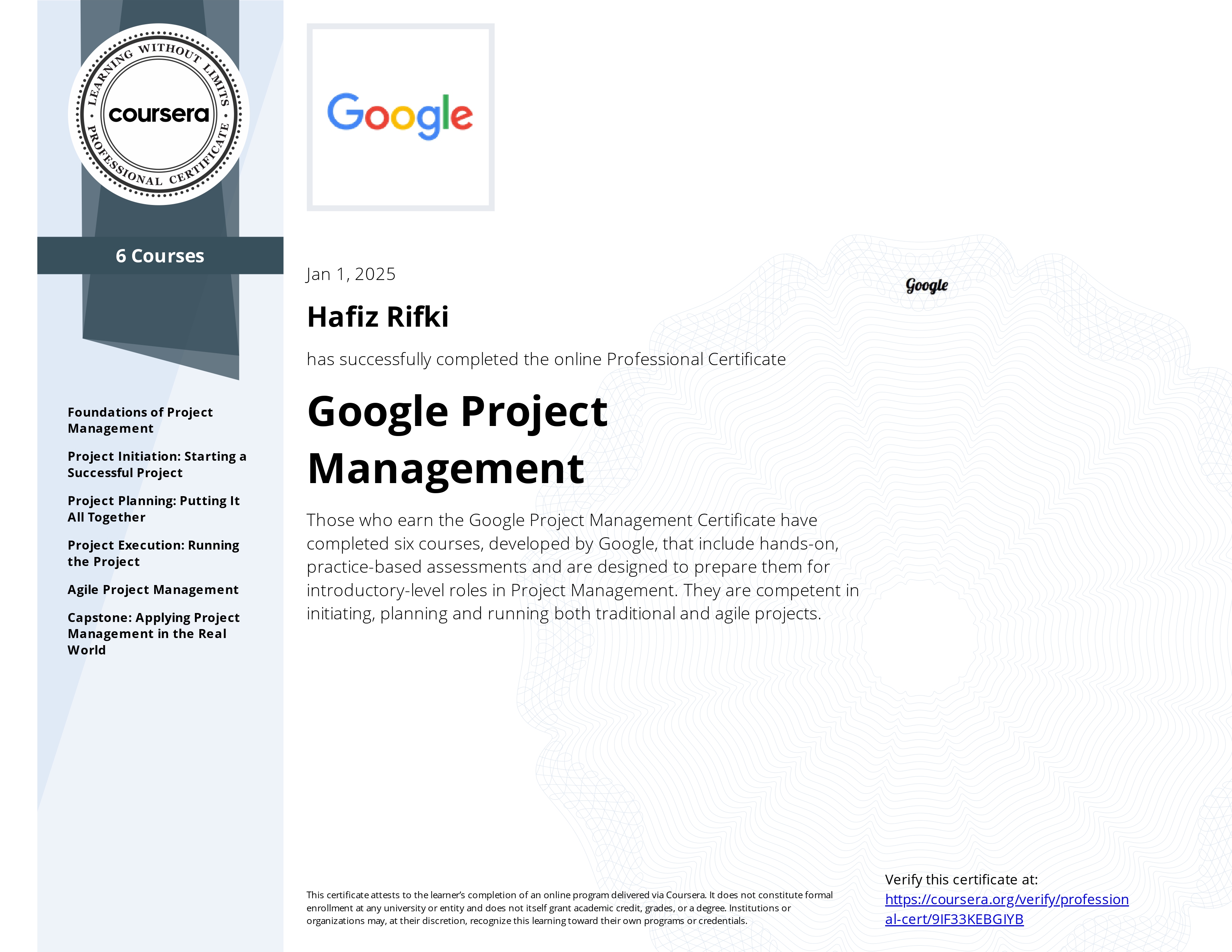 Project Management Certificate
